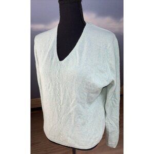 Apt. 9 teal green 100% Cashmere luxury v-neck pullover sweater ladies Medium